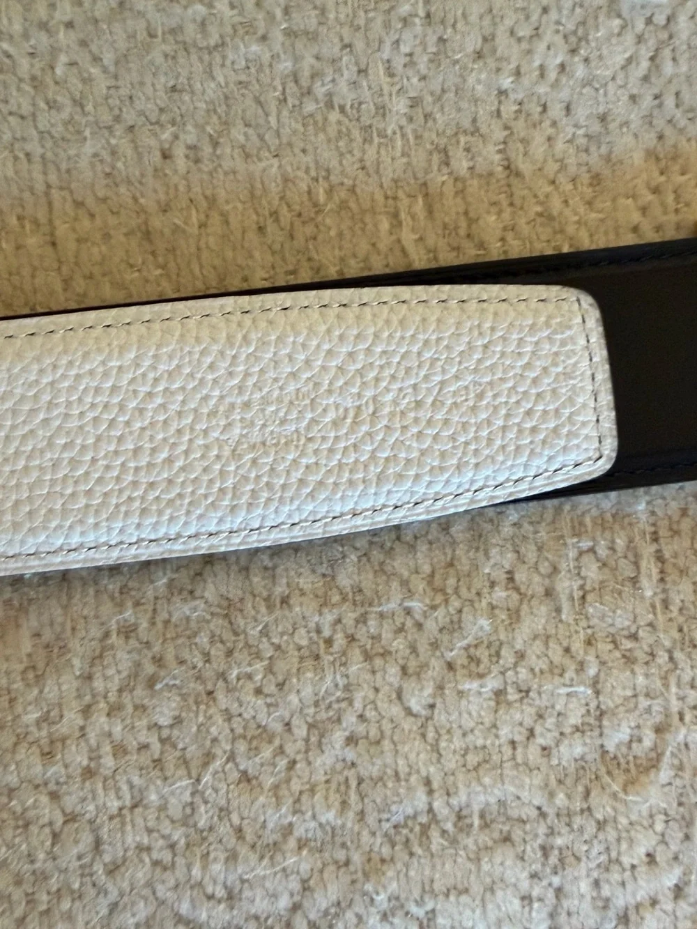 White Leather Belt with Gold H Buckle